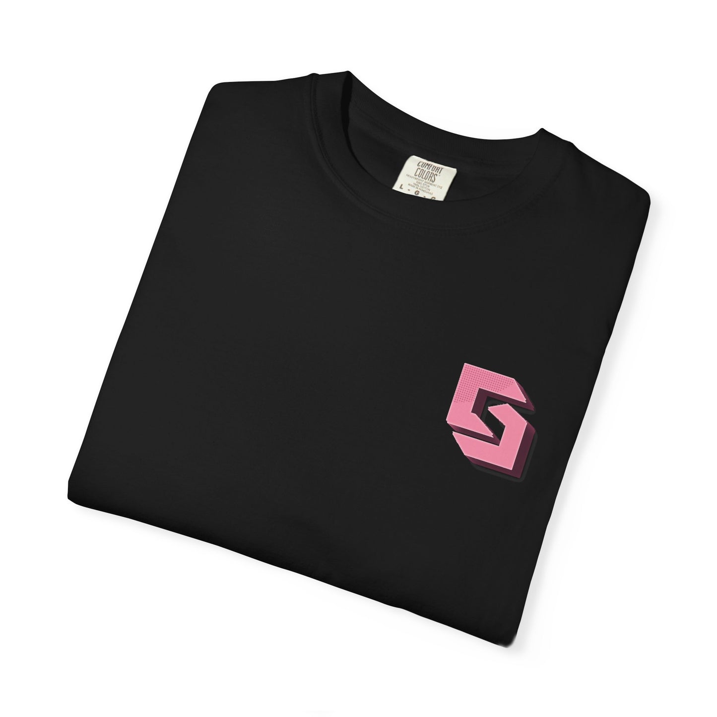 Cutesy Sport Garment-Dyed Tee — Pink Monogram Front & “Cute moves / Strong vibes” Back